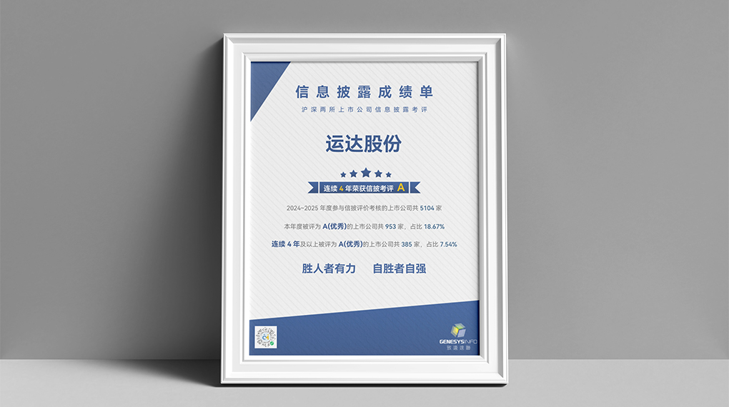 918博天堂连续4年荣获上市公司信息披露最高评级&ldquo;A&rdquo;级